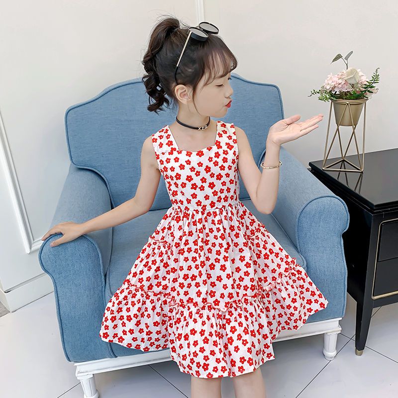 网红女童连衣裙夏装新款儿童裙子夏季纯棉洋气公主裙小女孩背心裙