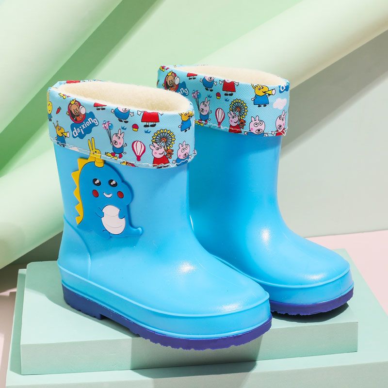 儿童卡通可爱雨鞋防水防滑中童加绒保暖1-8岁小童幼儿宝宝胶雨靴