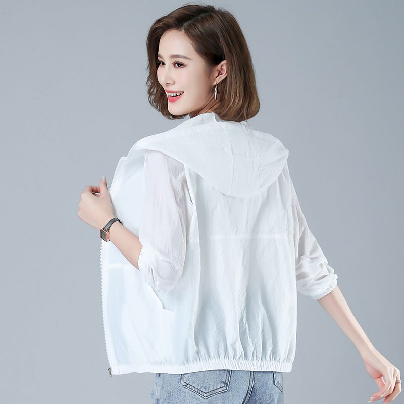 Sun protection clothing for middle-aged mothers,  new summer Korean style loose casual long-sleeved hooded sun protection clothing