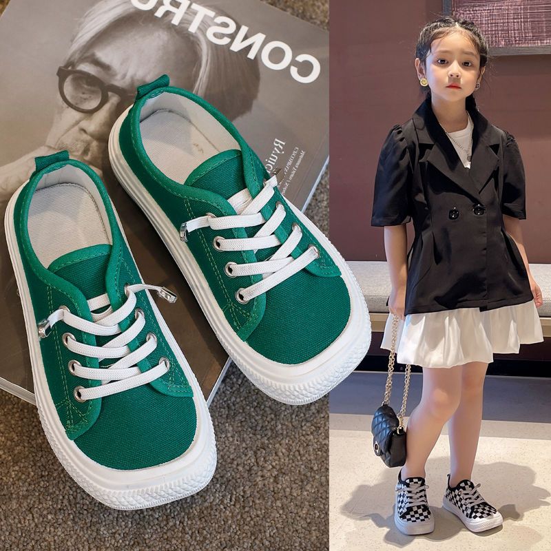 女童鞋儿童帆布鞋2021夏季新款小白布鞋男童运动鞋一脚蹬板鞋春秋