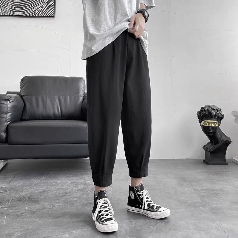 Nine-point pants men's autumn Korean version overalls loose casual pants Korean version trendy all-match bunched feet boys pants 9 points