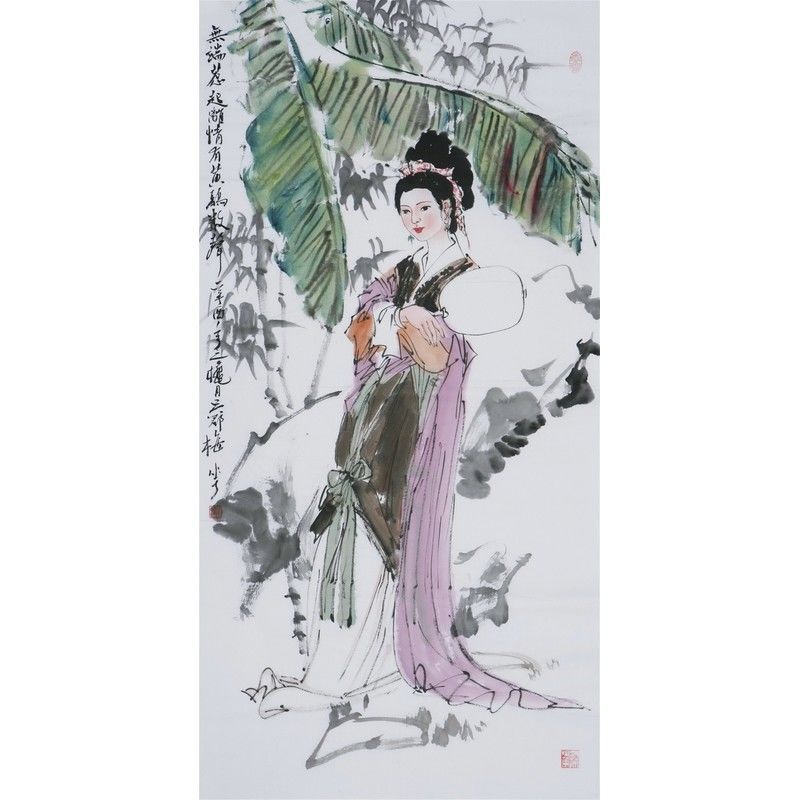 名家 颜梅华 风格【2】写意人物 国画 仕女图 字画 手绘 四尺 竖