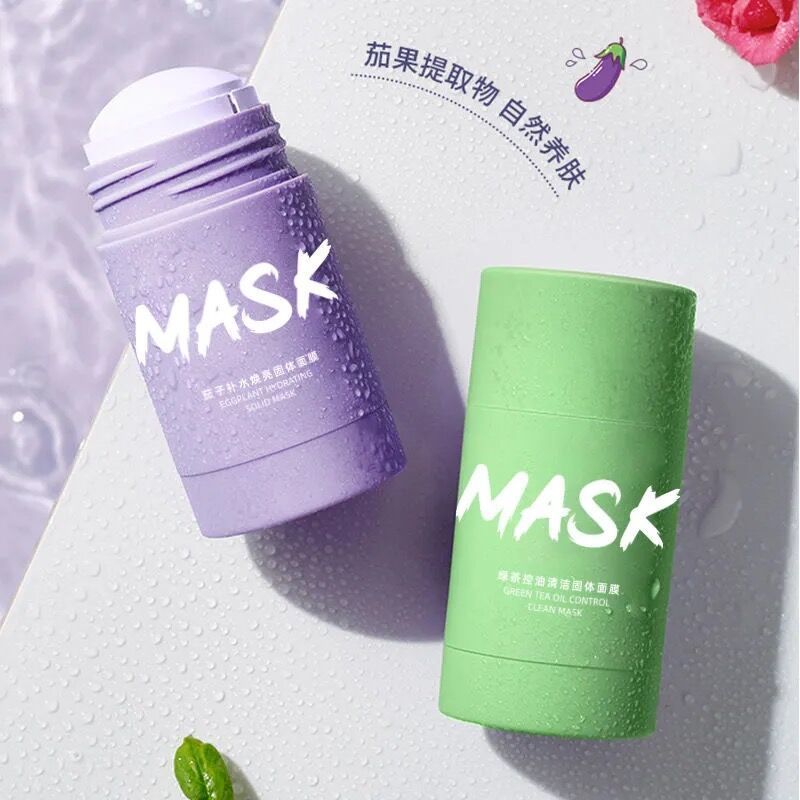 綠茶固體清潔面膜塗抹式泥膜收縮毛孔深層清潔淡化黑頭茄子面膜泥