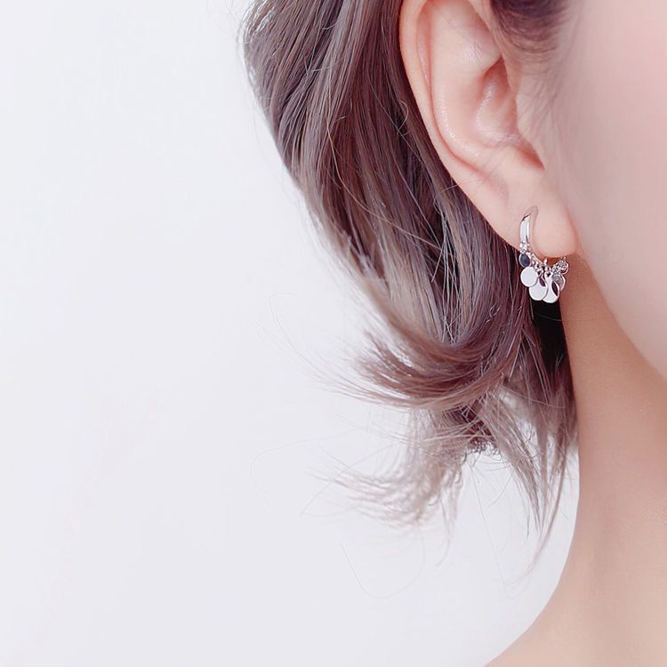 新款纯银耳环 925银耳坠简约耳扣耳圈防过敏时尚圆形小清新耳饰