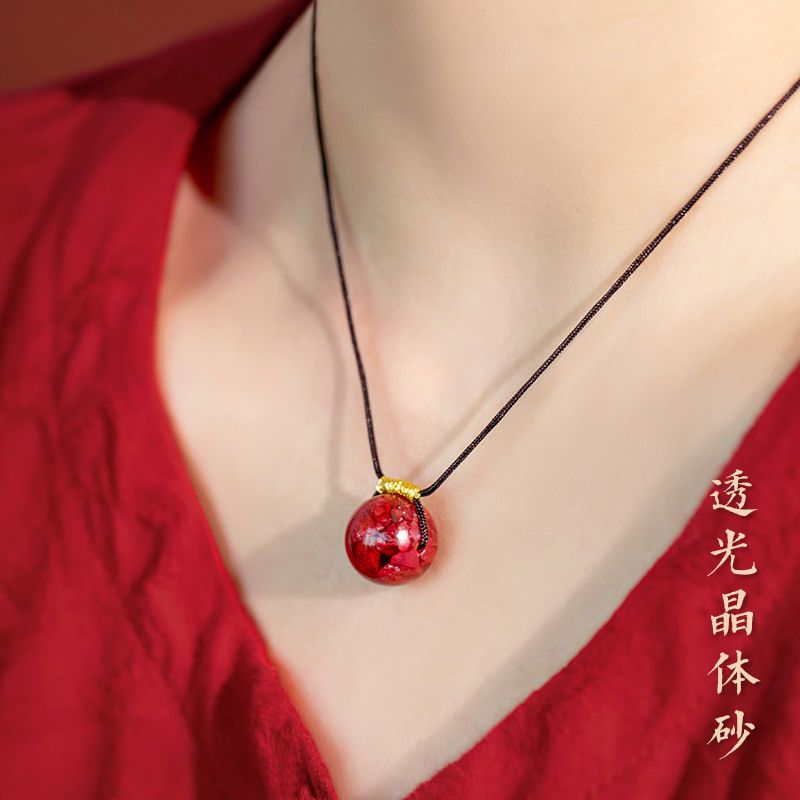 正宗硃砂真品純天然吊墜男款項鍊女轉運珠鎖骨鏈閨蜜學生飾品禮物