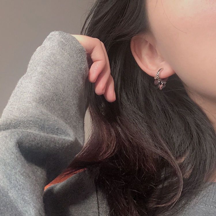 新款纯银耳环 925银耳坠简约耳扣耳圈防过敏时尚圆形小清新耳饰