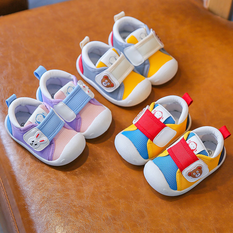 学步鞋宝宝春秋季0-1一2岁软底婴儿3防掉鞋防滑魔术贴拼色机能鞋
