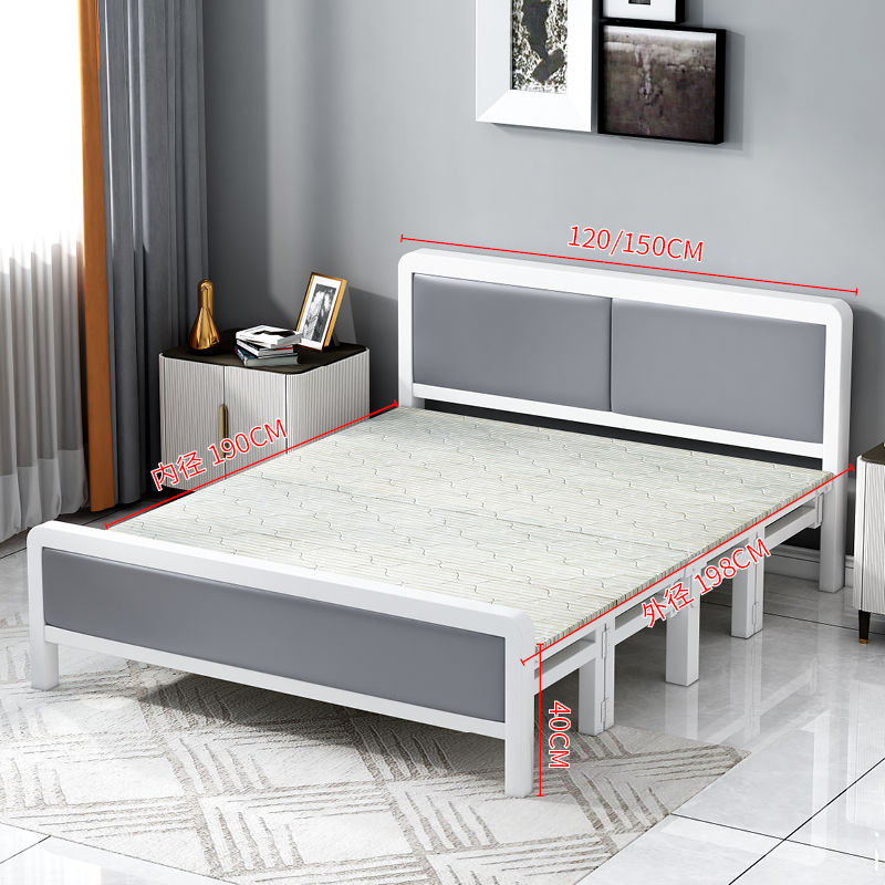 Foldable bed Four fold machine Single person Double bed Wooden bed Iron bed simple and easy noon break Portable Hard board bed Lunch break bed