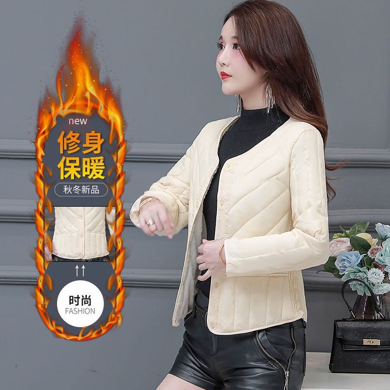 Autumn and winter down padded jacket women's short liner plus velvet thickening large size mother's clothing for middle-aged and elderly inner wear warm small jacket