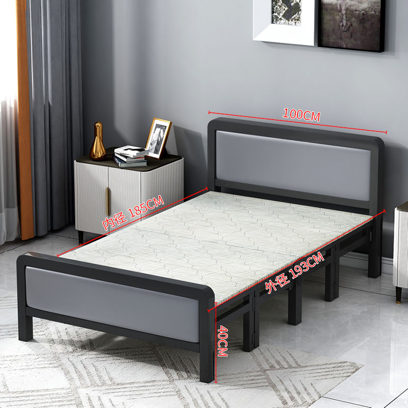 Foldable bed Four fold machine Single person Double bed Wooden bed Iron bed simple and easy noon break Portable Hard board bed Lunch break bed