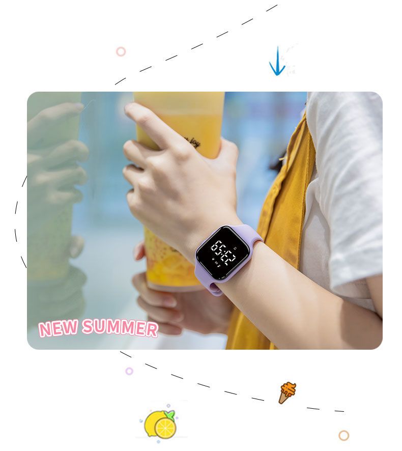 Smart Female Students Korean Version Simple Junior High School Bracelet Sports Waterproof Luminous Vibration Alarm Clock_voghion.com