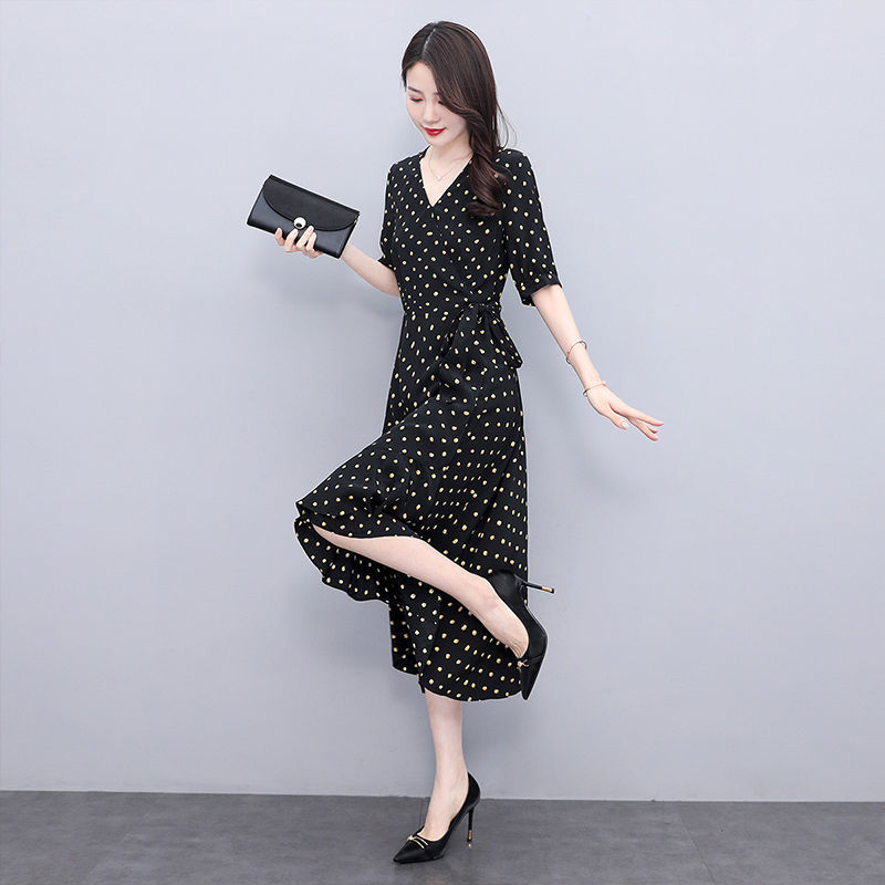 75770-丝柏舍2021秋季新款圆点淑女修身时尚气质优雅小清新女士连衣裙H-详情图
