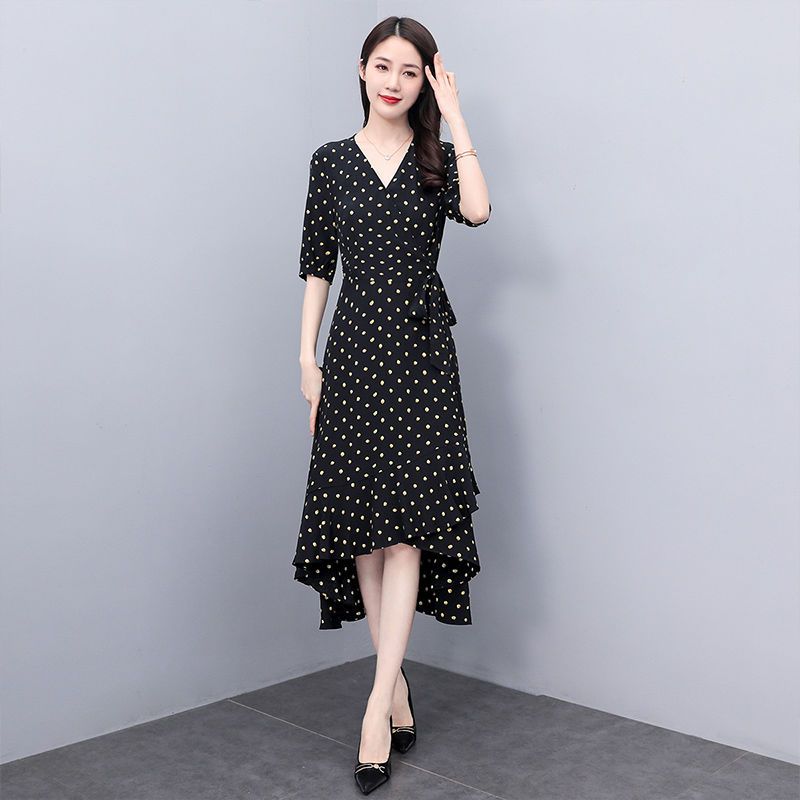 75770-丝柏舍2021秋季新款圆点淑女修身时尚气质优雅小清新女士连衣裙H-详情图
