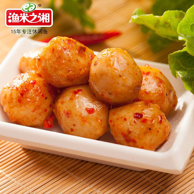 106086-渔米之湘风味鱿鱼蛋香麻辣小吃即食海味丸子鱿鱼休闲食品零食批发-详情图