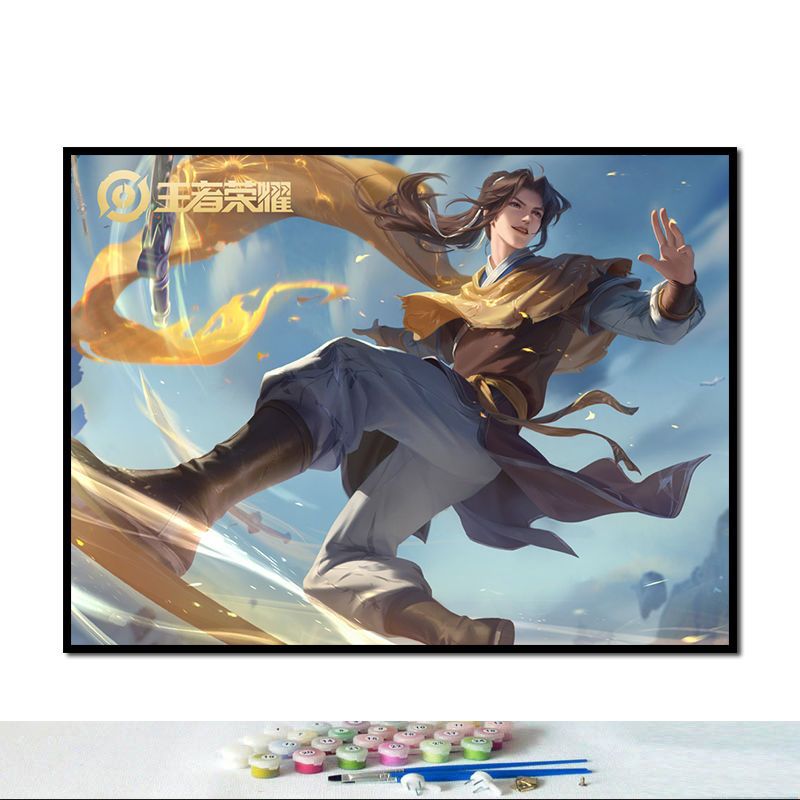 王者荣耀游戏人物曜云鹰飞将diy数字油画家居油彩画客厅挂画 画画