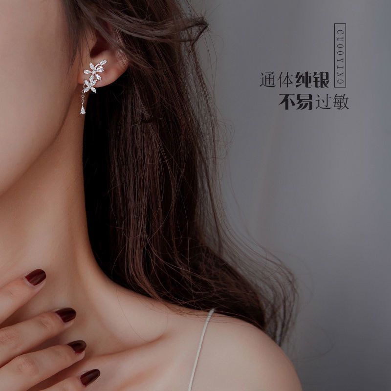 s925银耳环女气质韩国个性百搭设计感小众适合圆脸的2021新款潮