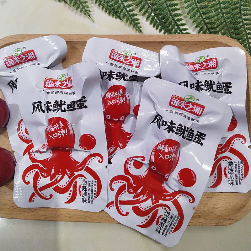 106086-渔米之湘风味鱿鱼蛋香麻辣小吃即食海味丸子鱿鱼休闲食品零食批发-详情图