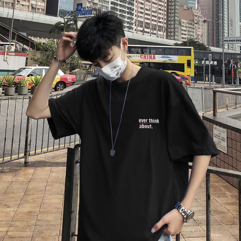 100%純棉2022夏季短袖t恤男韓版潮流ins港風學生寬鬆上衣體恤衫男