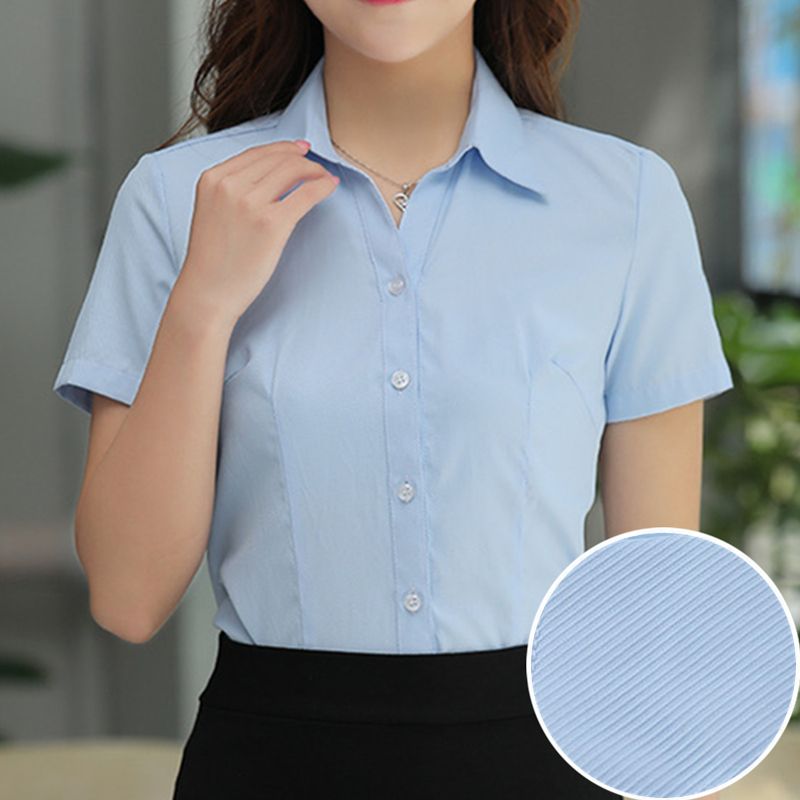 2022春季白襯衫女面試職場高棉透氣修身款豎條紋襯衣職業裝工作服