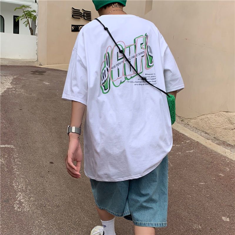 2021新款純棉短袖男夏季潮牌港風t恤ins百搭寬鬆薄款衣服半袖體恤