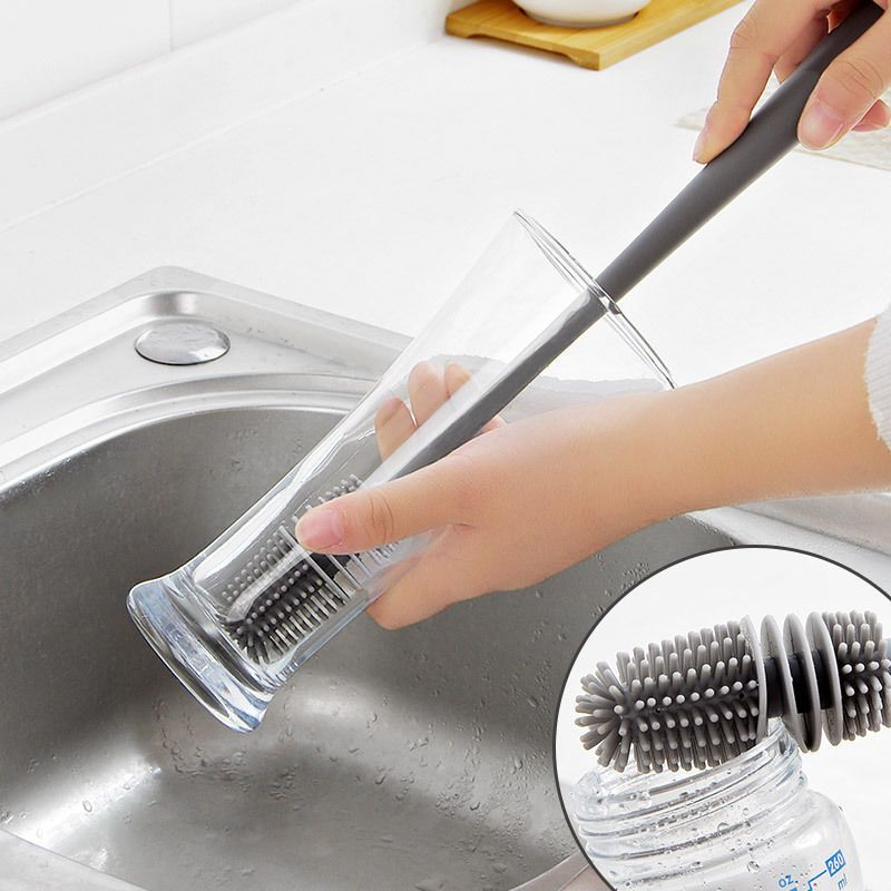 Cup washing artifact rotating cup brush bottle brush special long handle gap tea stain cleaning hard hair silicone brush
