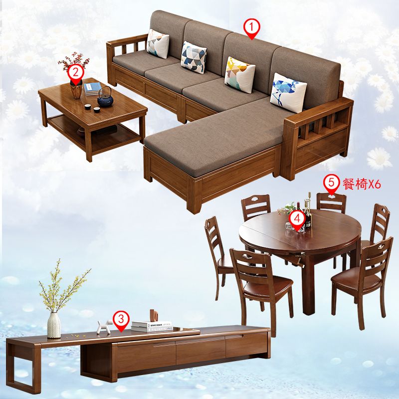 中式实木全屋家具套装组合两室一厅全套家具主卧床衣柜卧室组合装