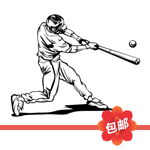 棒球击球手运动员场馆墙贴画俱乐部装饰baseball玻璃门镂空墙贴纸