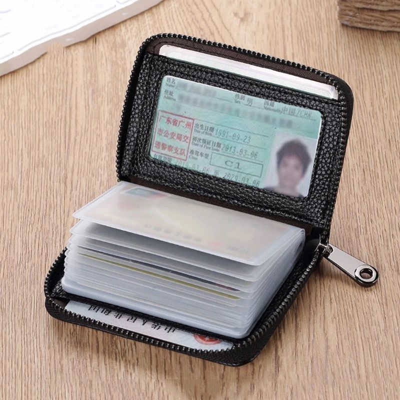 Really soft leather card bag men's anti-magnetic multi-card ultra-thin document card bag female anti-theft brush large capacity bank card bag