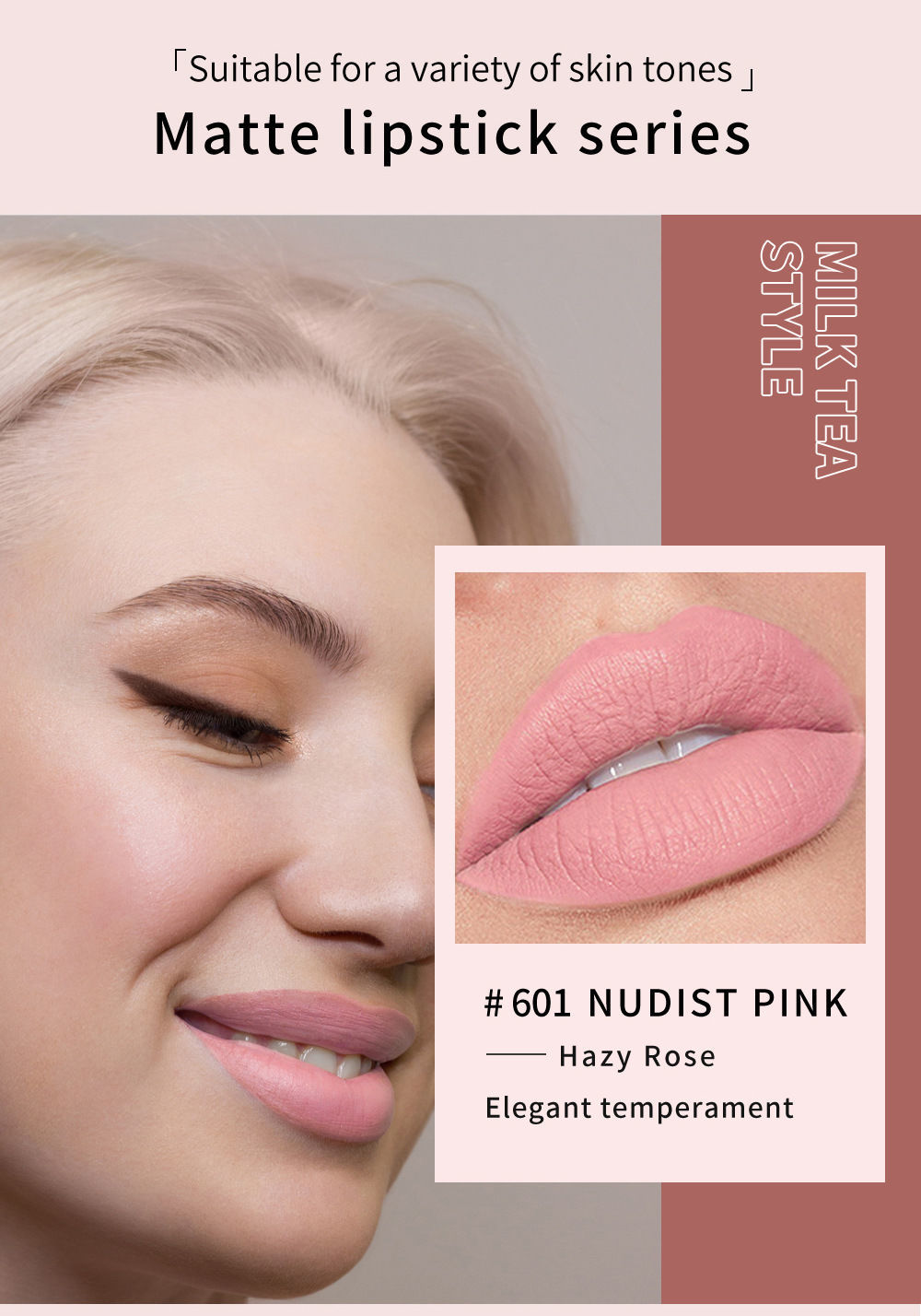 Rossetto Ice Matte 12 colori Rossetto difficile da decolorare Pasta di fagioli nudi Rosa Studente Piccola marca_voghion.com