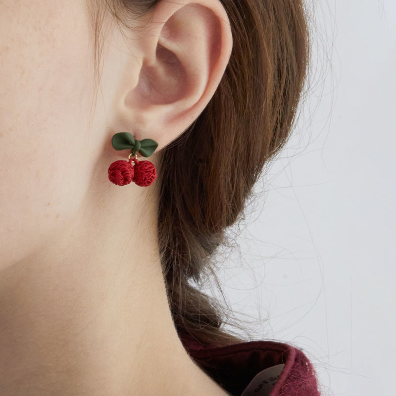 Red Cherry Sterling Silver Earrings No Piercing Ear Clips Women's 2023 New Trendy Internet Celebrity Super Fairy Earrings Earrings