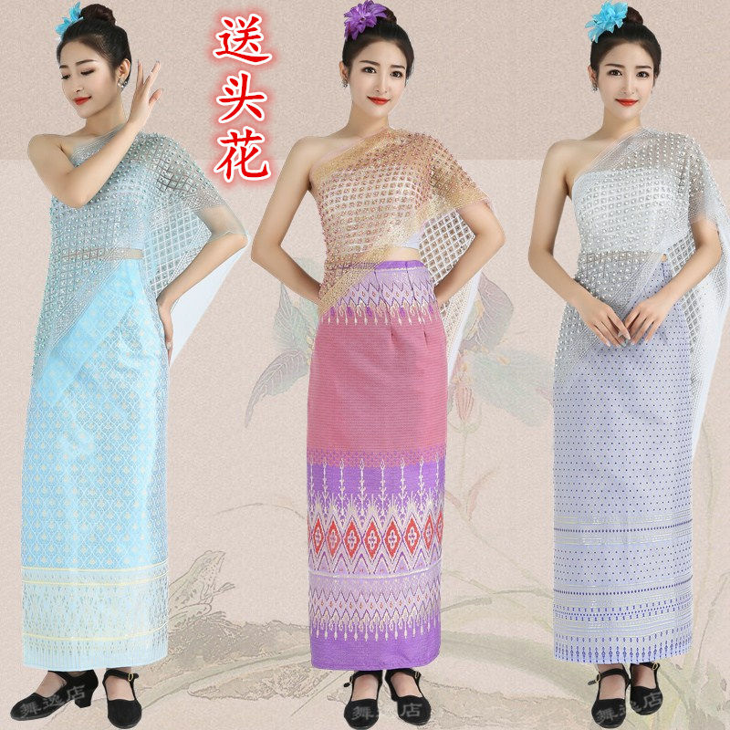 网红披肩 泰国裙子傣族舞蹈装服饰抹胸泰国纱巾 旅游傣族百搭丝巾