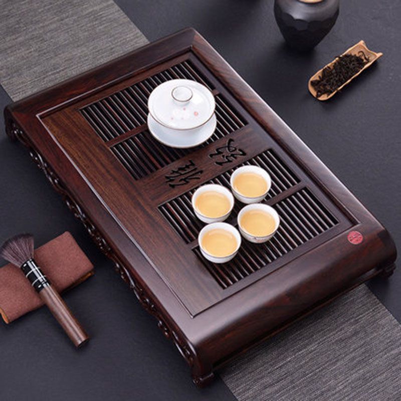 茗亮 黑檀茶具实木茶盘储水双用茶台功夫茶红木茶船家用中号