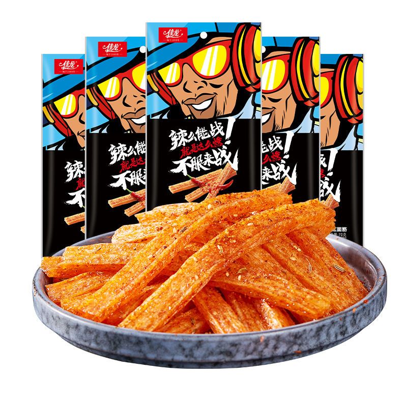 佳龙网红大面筋辣棒麻辣休闲解馋零食儿时怀旧食品90小辣条包邮
