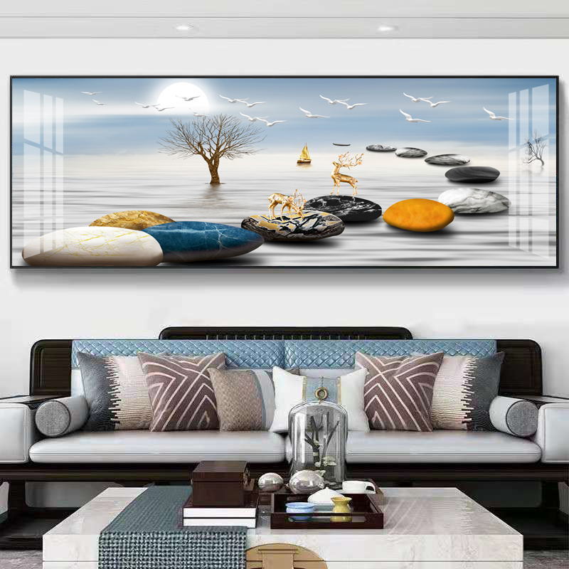 客厅装饰画沙发背景墙画壁画现代简约画晶瓷办公室挂画墙壁山水画