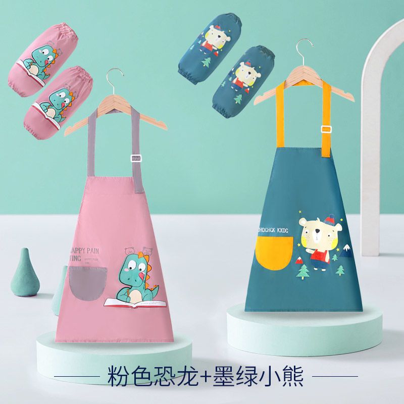 Children's painting apron kitchen household girl baby eating bib summer boy waterproof painting art anti-dressing