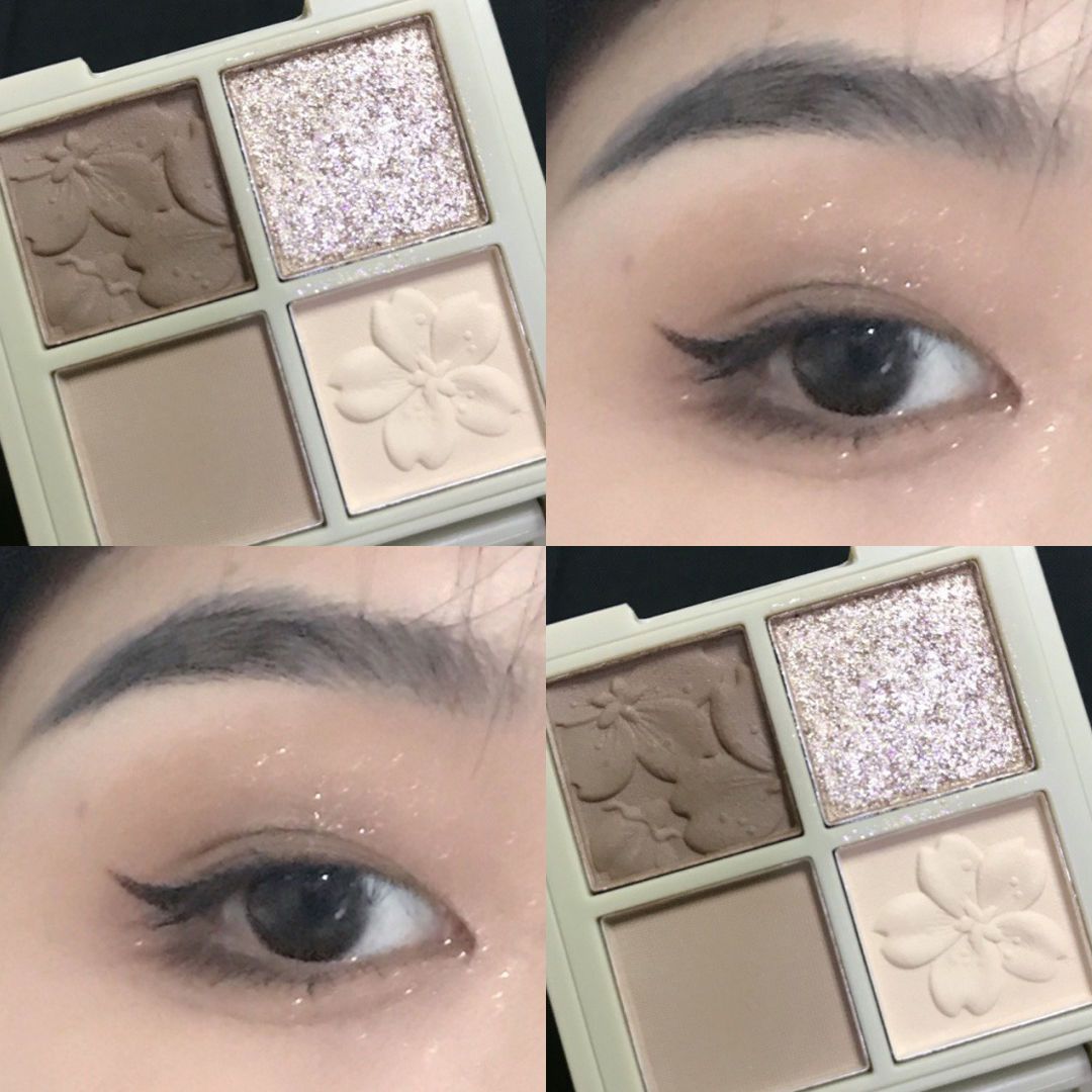 眼影盤ins超火 小紅書同款四色水泥眼影便攜小盤棕色系平價大地色