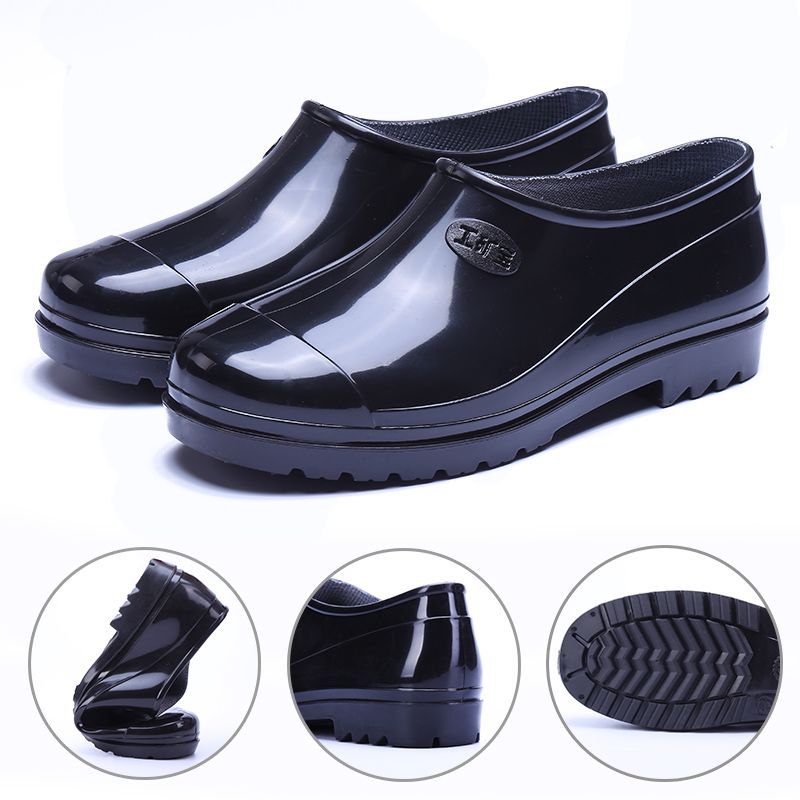 Low-cut rain boots, water shoes, rain boots, men's warm waterproof shoes, shallow mouth rubber shoes, overshoes, non-slip short tube, working summer