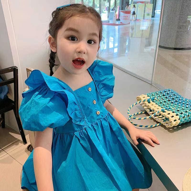 女童超仙裙子洋气泡泡袖连衣裙夏季新款小女孩韩版甜美公主裙