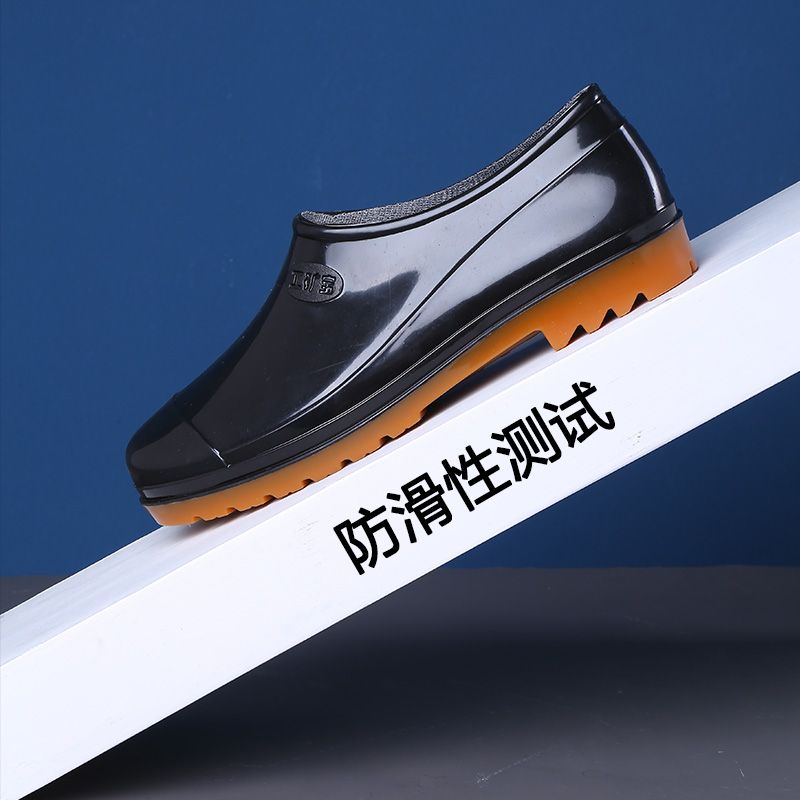 Low-cut rain boots, water shoes, rain boots, men's warm waterproof shoes, shallow mouth rubber shoes, overshoes, non-slip short tube, working summer