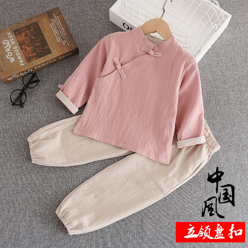 Children's clothing Hanfu autumn suit baby girl long-sleeved Tang suit autumn antique boy trousers cotton and linen ancient costume Chinese style