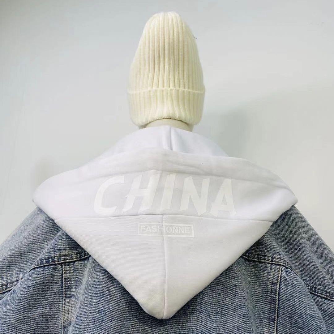 新款可拆卸連帽衛衣帽子韓版內搭印花紐扣純棉單買百搭裝飾假領子