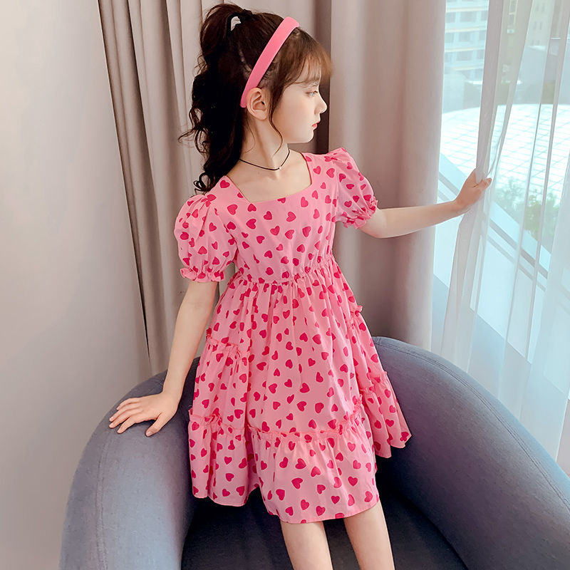 女童純棉連衣裙夏裝2023新款洋氣女孩童裝公主裙碎花兒童裙子夏季