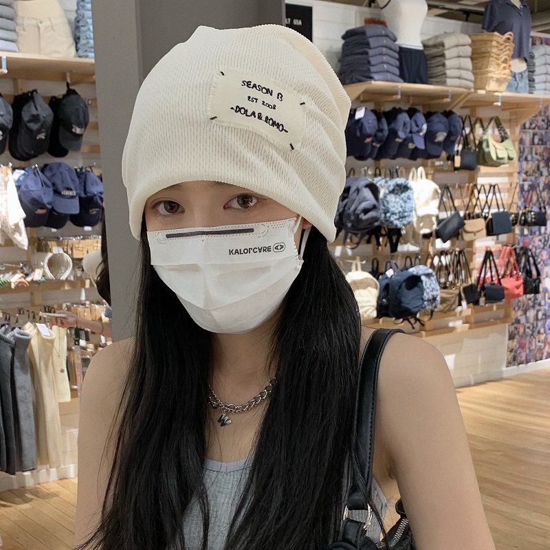 Internet celebrity thin style plain face small pile hat for women summer big head wrap hat trendy headscarf hat to keep warm during confinement