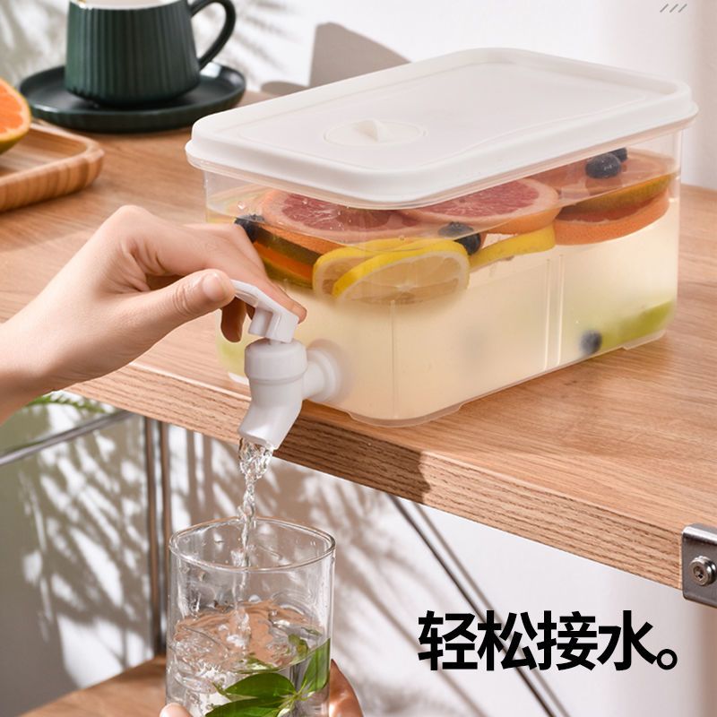 冷水壶放冰箱带龙头超大容量水杯家用凉水壶冷水筒水果茶柠檬水 虎窝拼