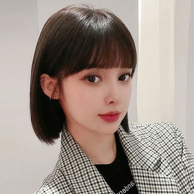 流行发型学生女,2021年流行的发型长发 怡冠假发女短发仿真全头套式网红波波头学生bobo头假发套假头发