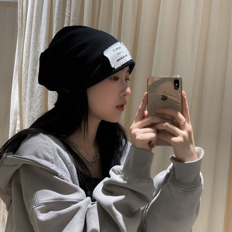 Internet celebrity thin style plain face small pile hat for women summer big head wrap hat trendy headscarf hat to keep warm during confinement