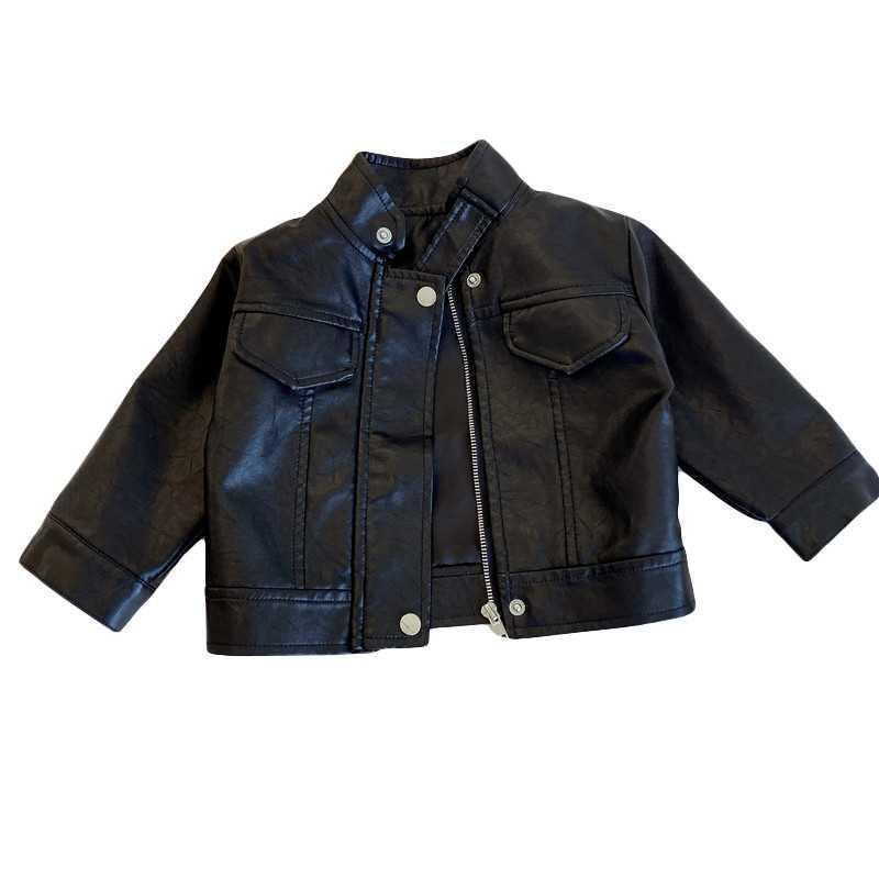 Boys' and girls' spring and autumn leather clothes 2022 handsome casual motorcycle leather jacket middle and young children's foreign fashion zipper jacket