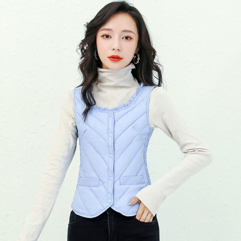 Short down vest women's winter middle-aged and elderly people keep warm close-fitting inner liner to wear light and slim large size women's vest vest