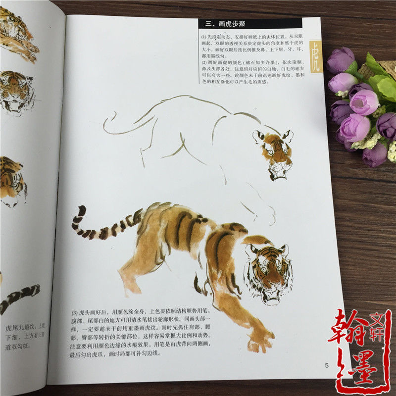 包邮 千姿百态画老虎 国画写意飞禽走兽教程动物画法技法步骤图