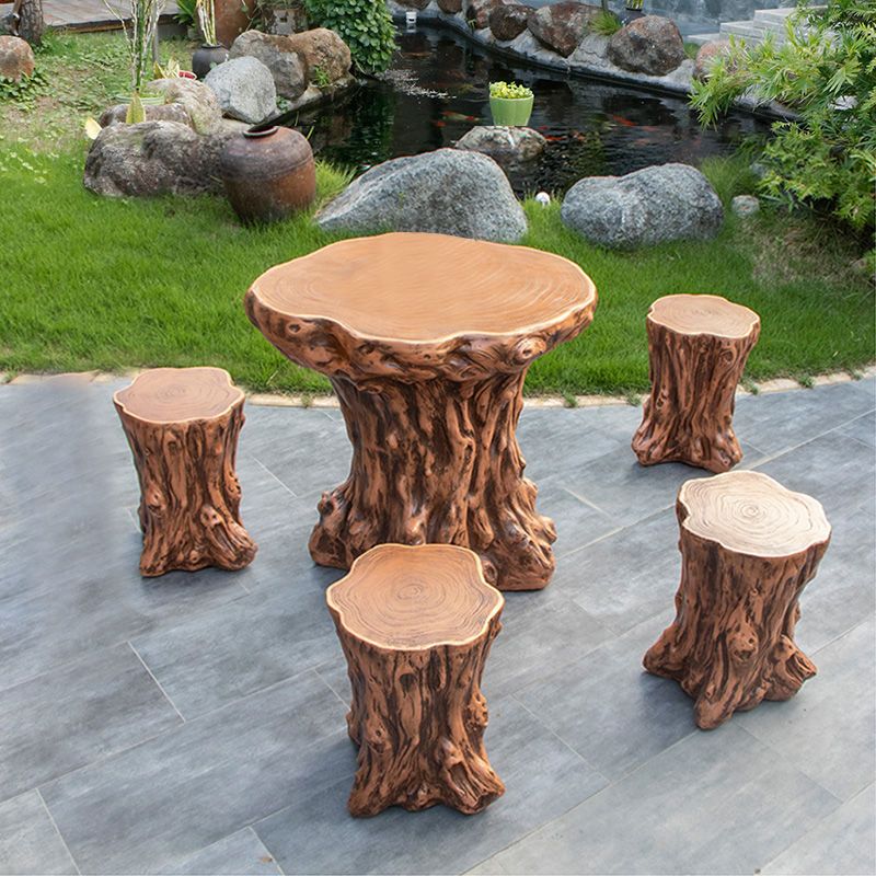 仿木户外庭院桌椅露天阳台花园别墅休闲桌院子里小圆桌凳防水防晒